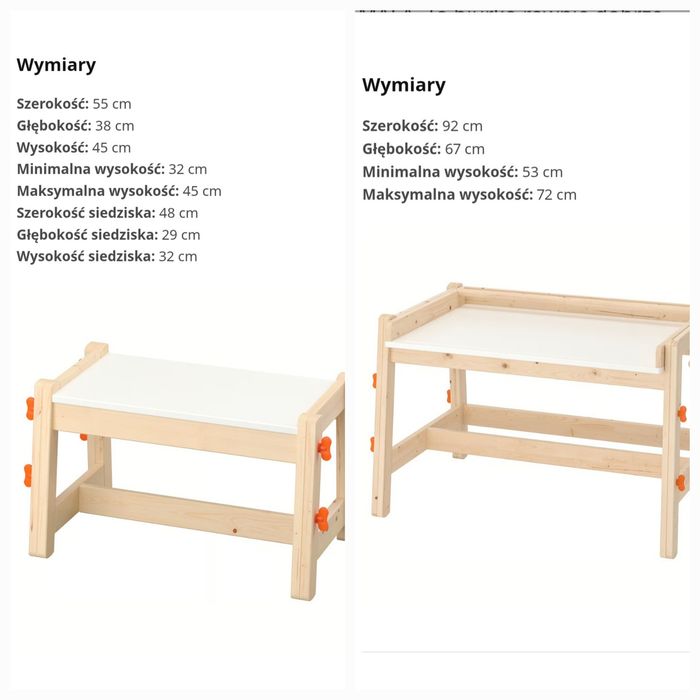 Biurko+ławeczka Ikea Flisat