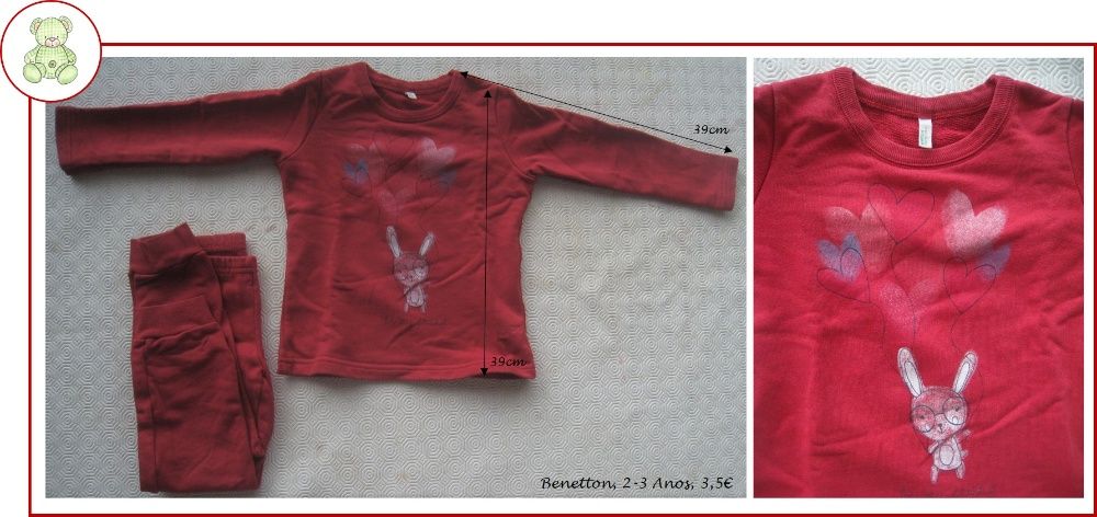 2-3Anos Menina, Outono/Inverno - vestidos, pijamas e fato de treino