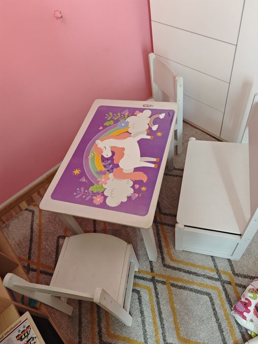 Zestaw mebli stolik 2xkrzeslo + ławka