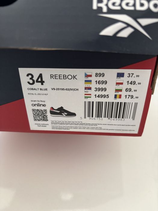 Buty chłopięce reebok 34