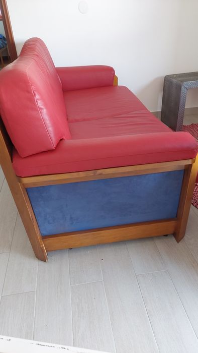 Conjunto de 3 sofás em pele