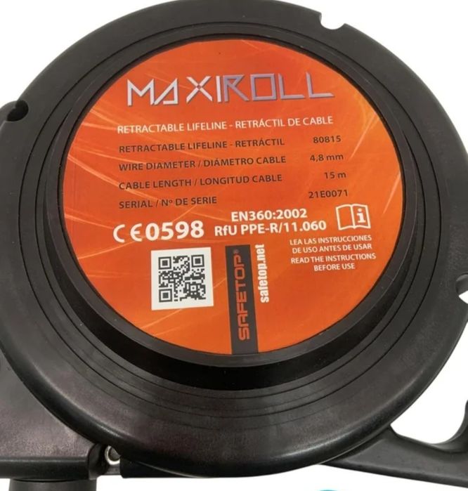 Cabo de segurança retrátil SAFETOP para uso horizontal e vertical Maxiroll