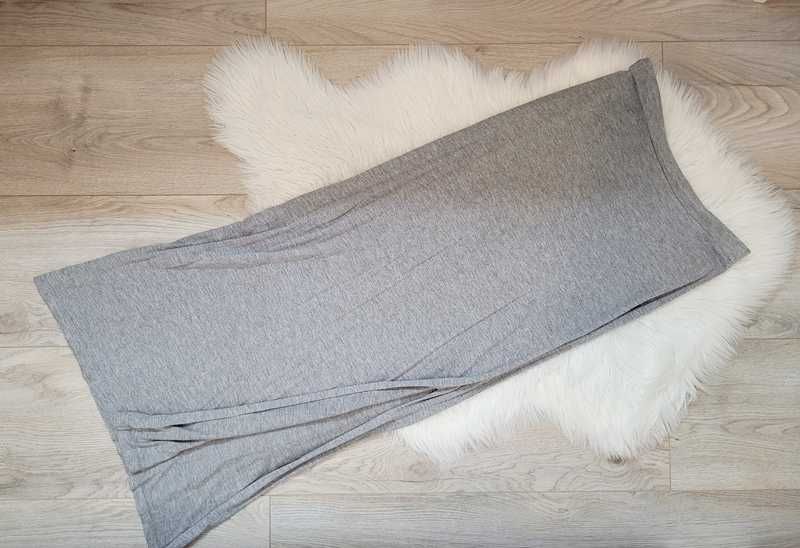 Szara, bawełniana, długa / maxi spódnica z rozcięciem, Atmosphere 40 L