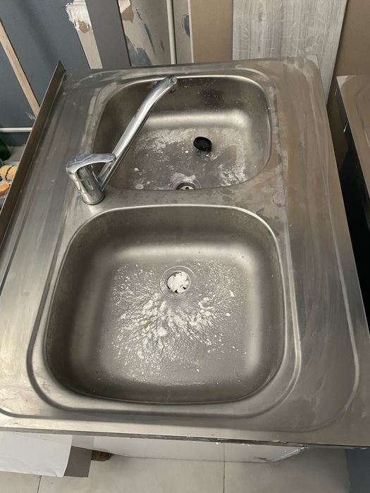 Zlew dwie komory szary