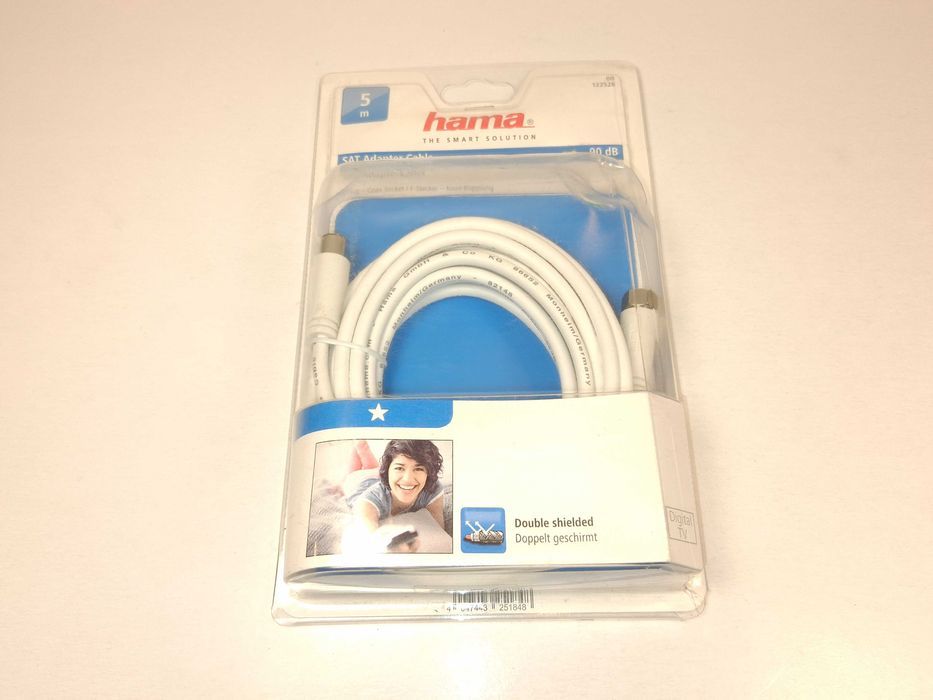 N254 Hama Kabel Antenowy SAT Adapter F Wtyk - Coax Gniazdo 5m 90dB