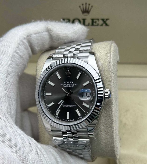 Clean Factory Rolex Datejust 41mm Jubilee Grey Dial, White Gold Fluted Bezel, 904L Steel, Best Edition 3235 Movement