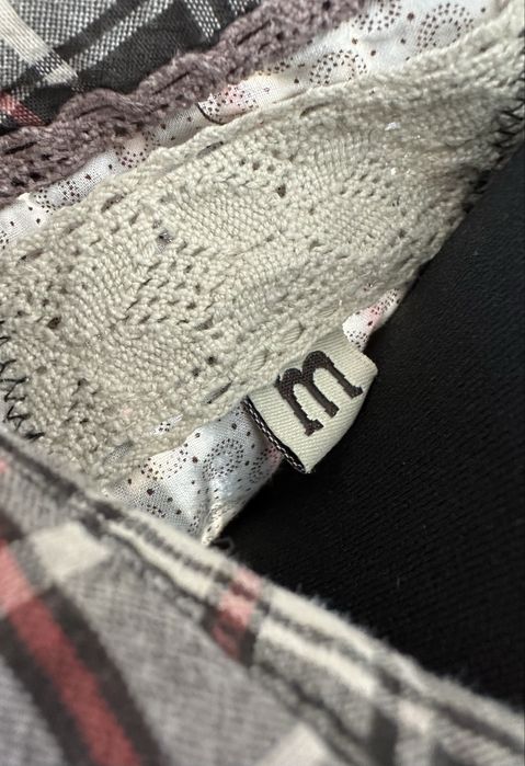 Elegancka tunika koszula z długim rękawem na guziki w kratkę 38 M