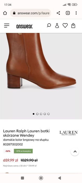 Ralph Lauren nowe karmelowe botki r.43