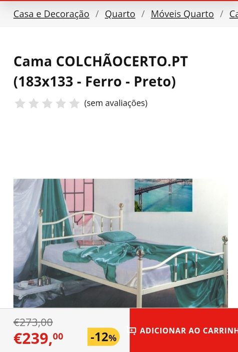 Cama 1,83x1,33 ferro pintada branco com estrado incluído.