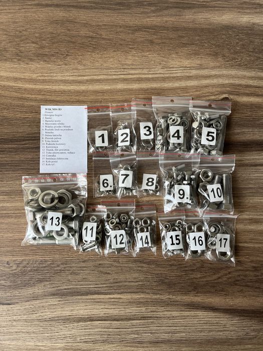 NOWY komplet śrub śruby NIERDZEWNE WSK 125 B3 JEDNORAMÓWKA śruba wsk