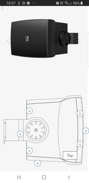 5 Colunas Audac WX502 /OB 40 watts pretas para exterior.