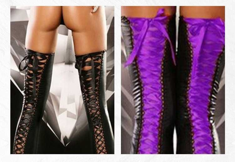 Чулки эко кожа на шнуровке гетры