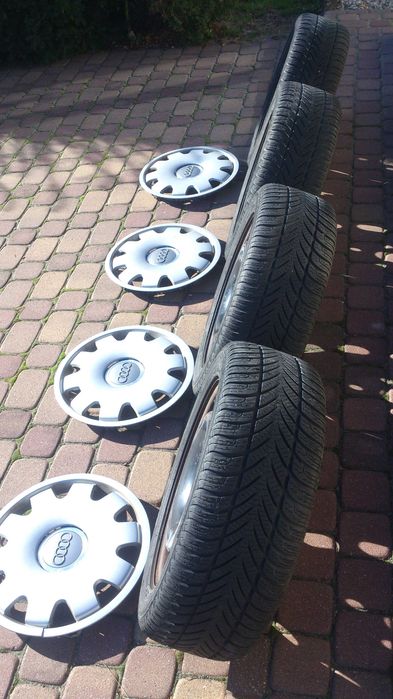 Koła zimowe z oryginalnymi kołpakami audi A4 b6 b7, A6 c5 205/55/16
