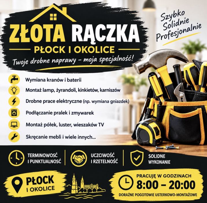 Złota rączka Płock i okolice | Naprawy, montaże, pogotowie usterkowe