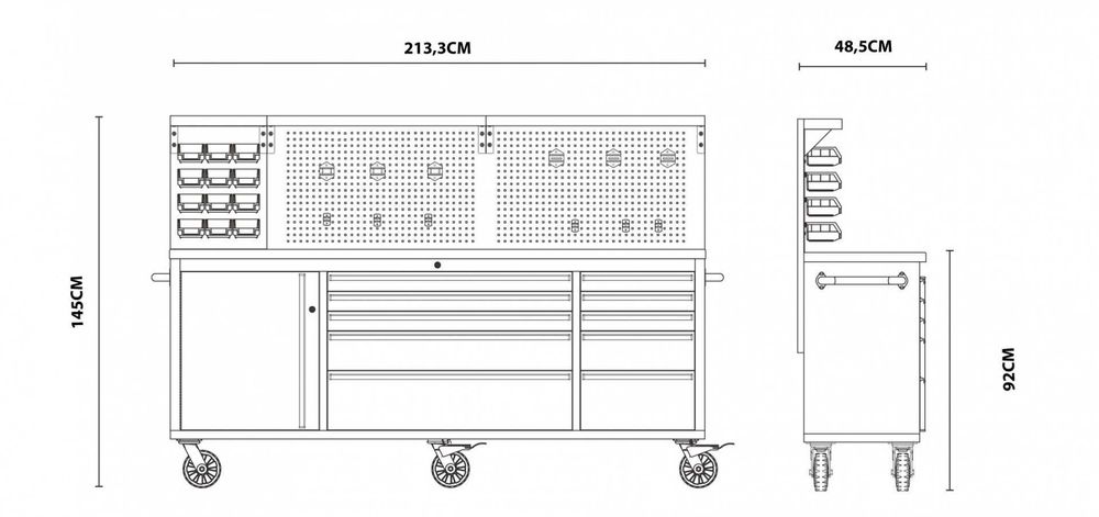 Carro/Bancada de Trabalho c/ Painel Perfurado  JR19