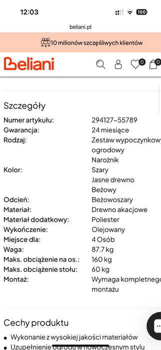 Zestaw ogrodowy timor II beliani