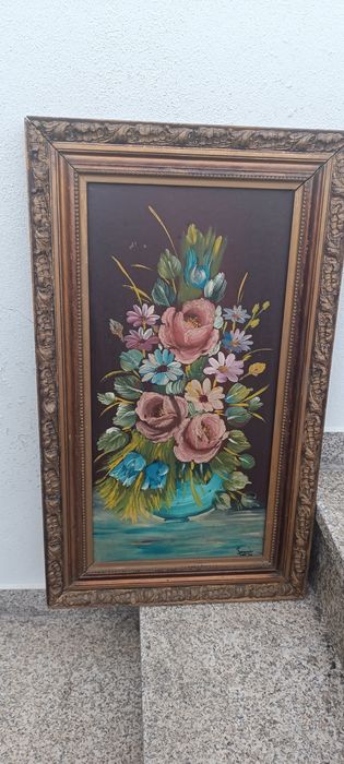 Quadro antigo pintado a óleo.