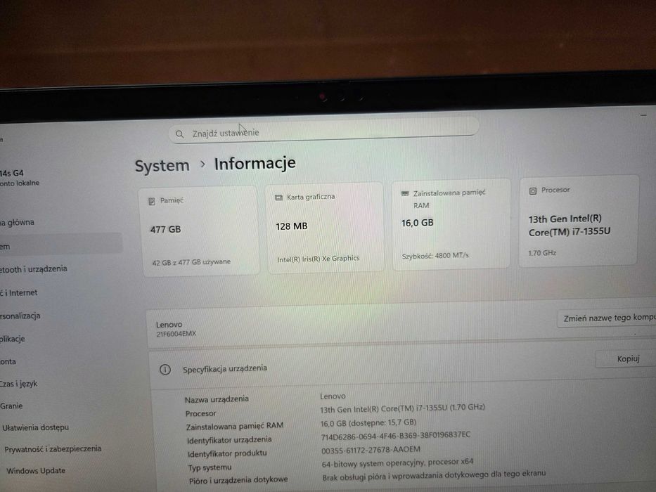 Lenovo ThinkPad T14s Gen 4 | G4 i7-1355U 16GB 512 GB FHD+ 14"