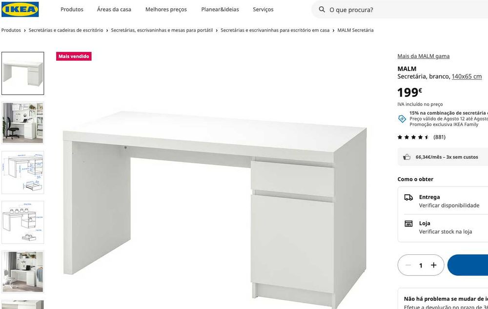 Secretária IKEA MALM | Estimada