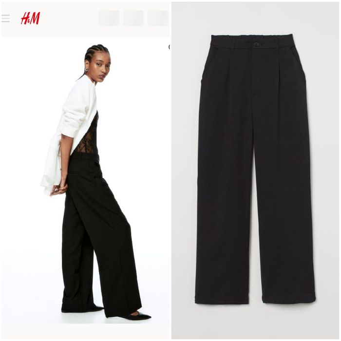 H&M r.48 NOWE czarne eleganckie spodnie szerokie nogawki