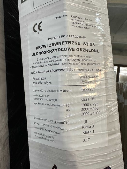 Drzwi zewnętrzne stalowe ST55 jednoskrzydłowe oszklone różne kolory