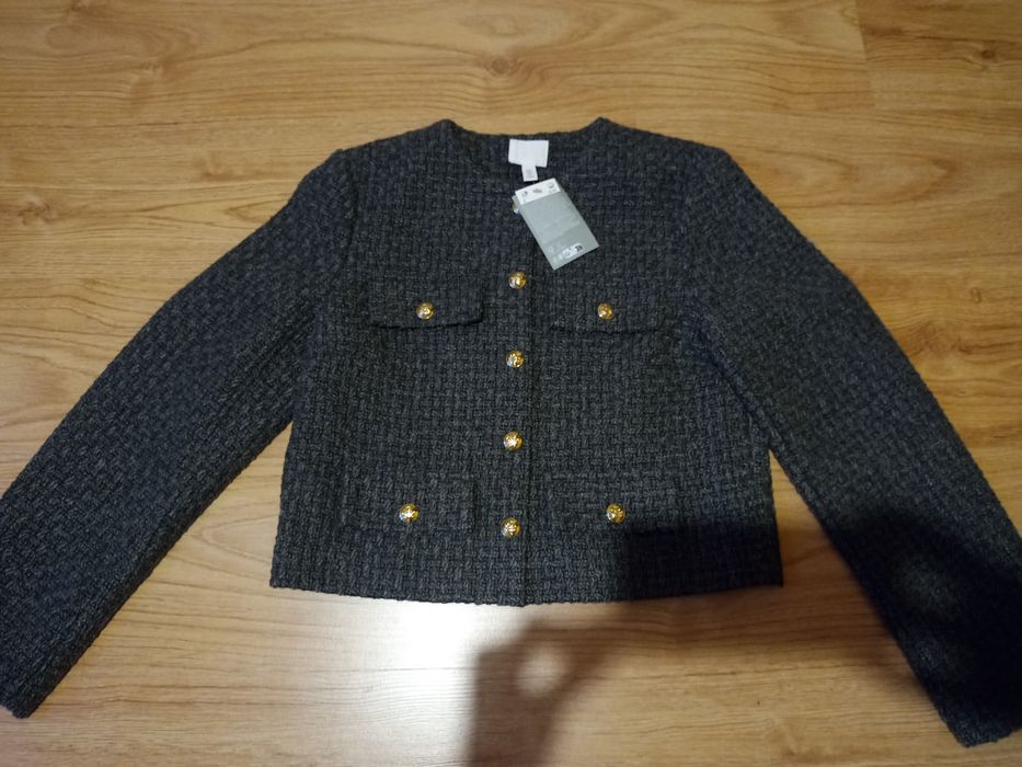 Marynarka żakiet tweedowy H&M old money 36