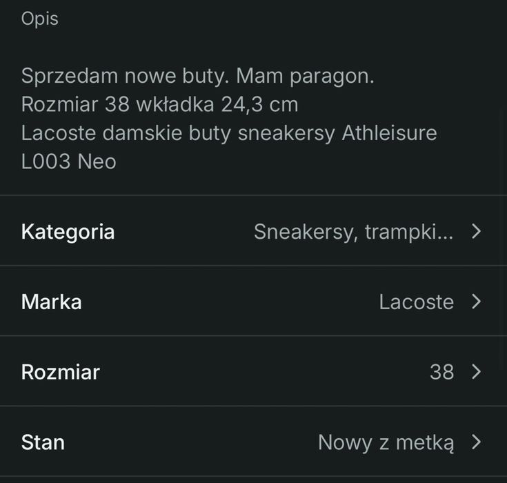 Snekersy Lacoste 38 neo