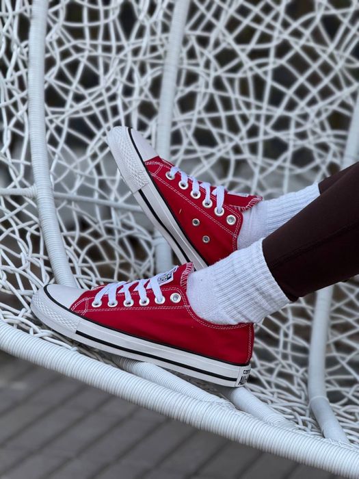 Converse All Star Red жіночі конверси червоні низькі 36-41