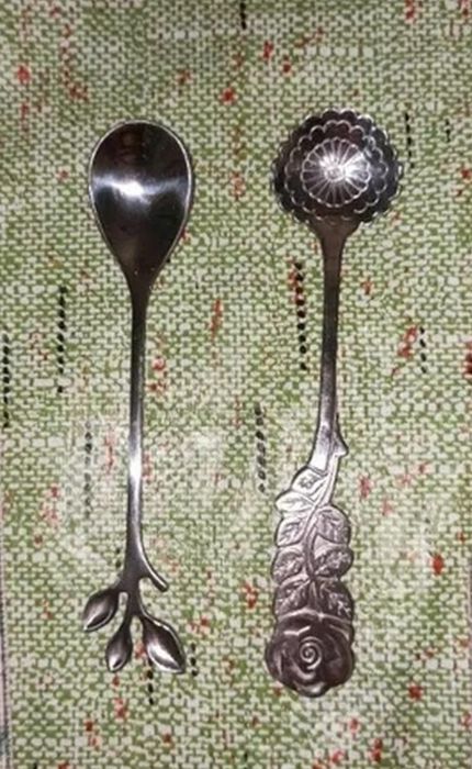 декоративные чайные ложки металл роза с тиснением