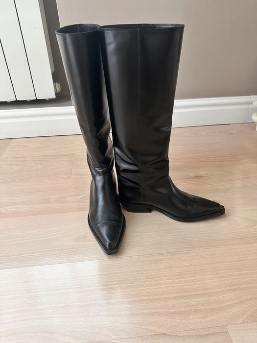 Женсие сапоги кожанные massimo dutti