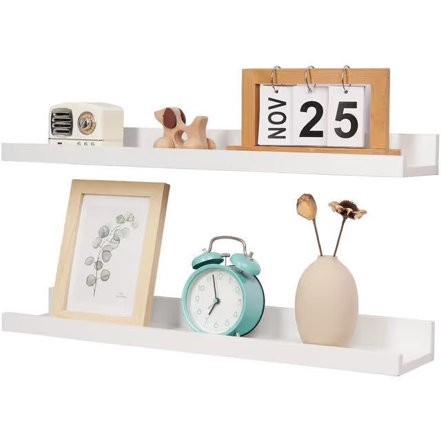 Zestaw 2 półek wiszących 60cm biała ścienna rustykalna półka na zdjęcia