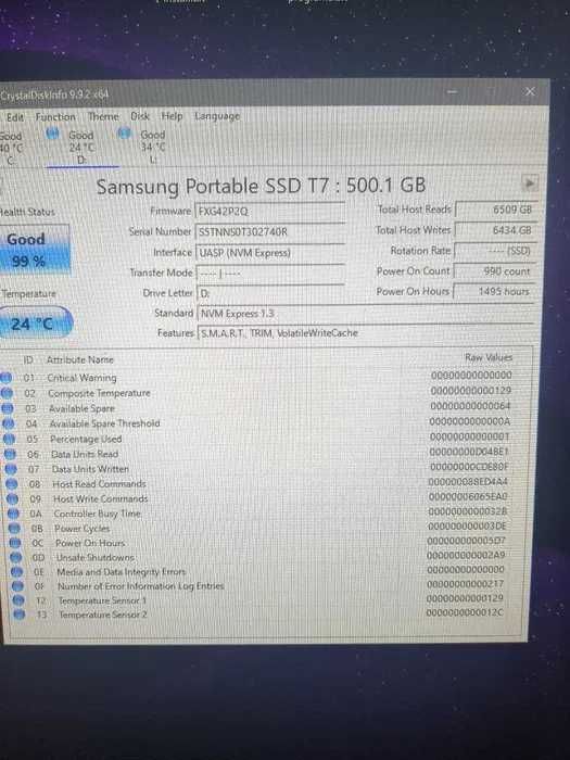 Внешний SSD Samsung T7 portable || 500 GB