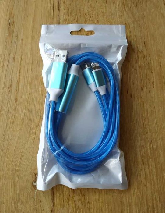 Светящийся USB кабель для быстрой зарядки 3 в 1