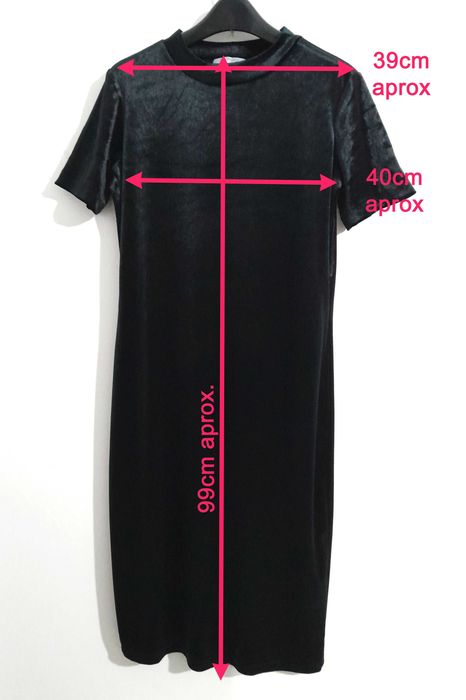 Vestido preto midi de veludo Zara Trafaluc Tam L
