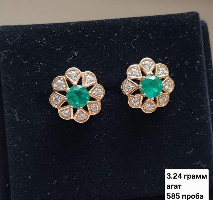 Золотые серьги сапфир,бриллианты 585 проба