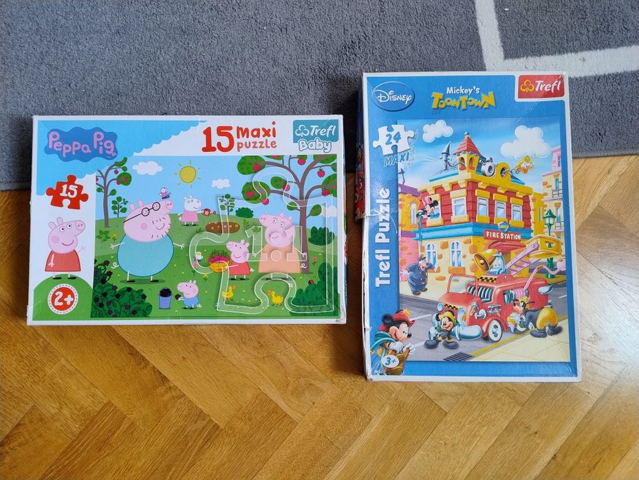 2x Puzzle maxi trefl Peppa i Myszka Miki