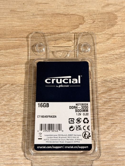 Crucial 16GB DDR4 3200MHz SO-DIMM CL22 CT16G4SFRA32A оперативна пам’ять