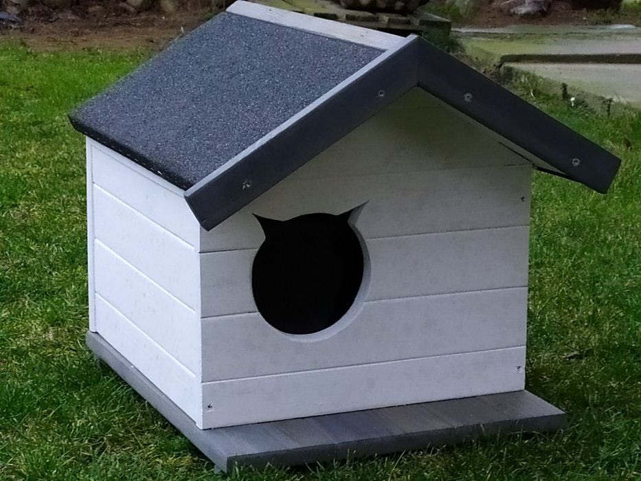 Buda Budy dla Kota Psa K7 SZARO-BIAŁA Malowana Ocieplona SKRĘCONA PR