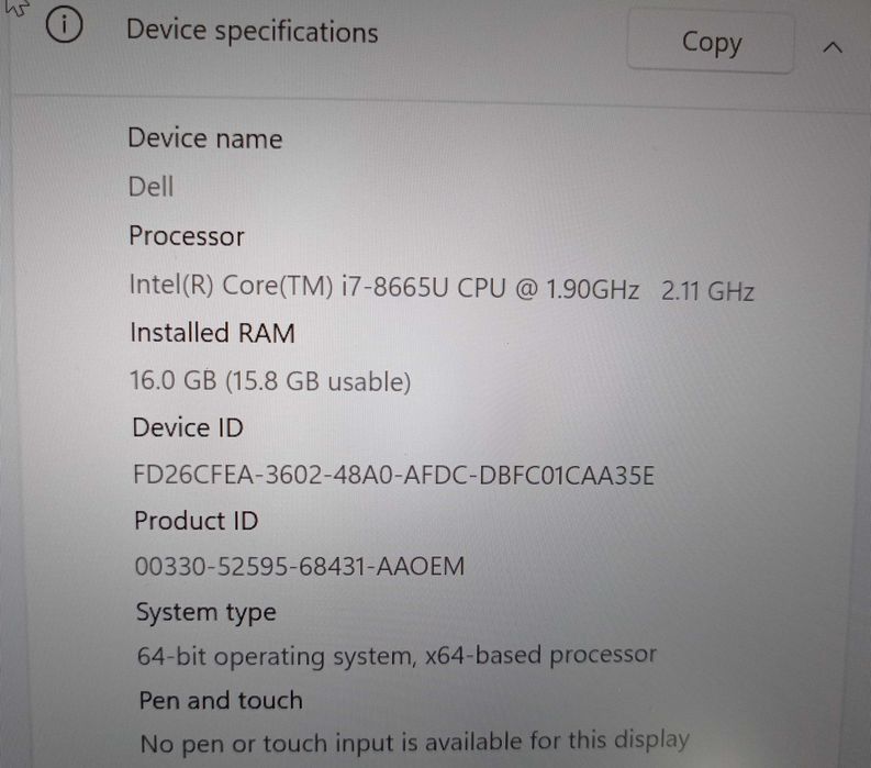 Dell Latitude 7400 I7-8665 8th Gen