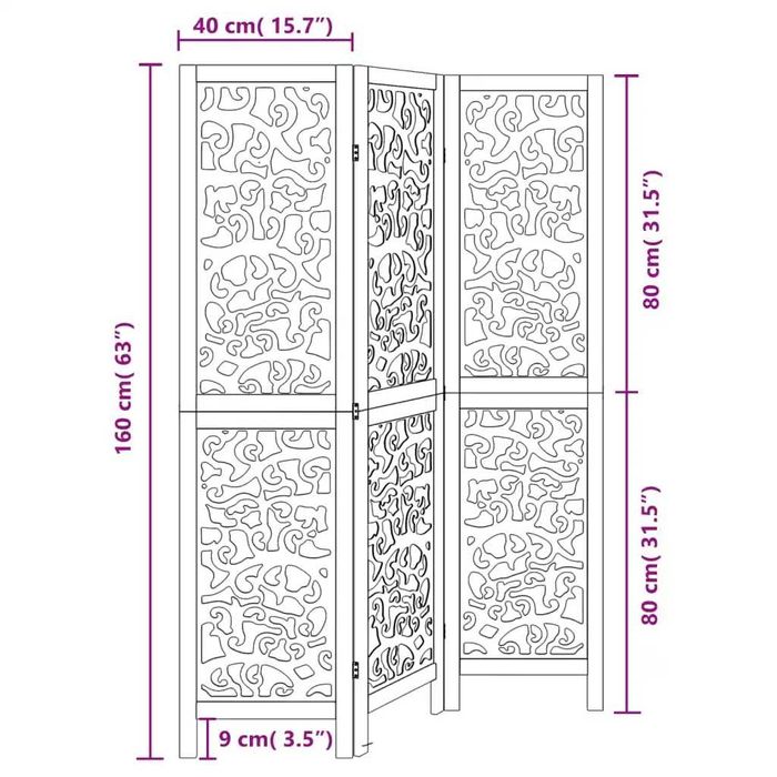 Biombo Com 3 Painéis Madeira, preto, divisórias de espaços, modernas