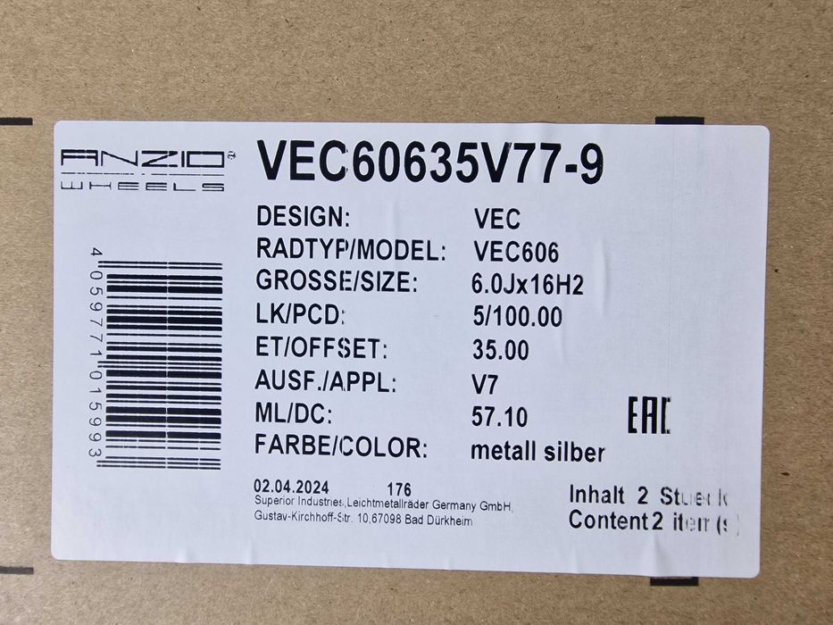 NOWE alufelgi AUDI 16" 5x100 A1 A2 A3 TT - Srebrny