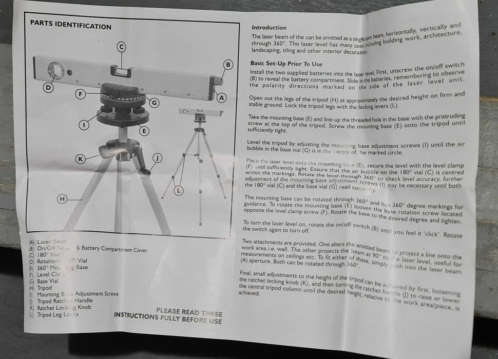 Nível Laser Komayo 400 mm com Tripé, Mala e Manual