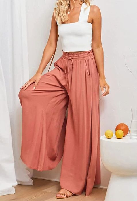 Damskie spodnie typu culotte z szerokimi nogawkami R. M-2XL Nowe