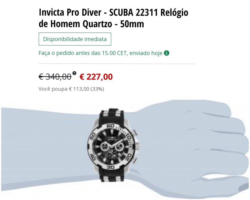 Relógio Invicta Pro Diver  SCUBA 22311 Novo