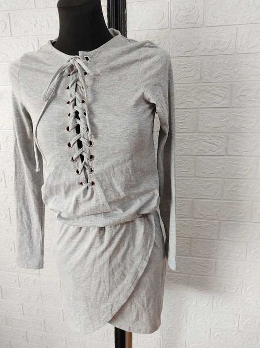 Sukienka szara elastyczna rozmiar s bawełna cena 18 zł