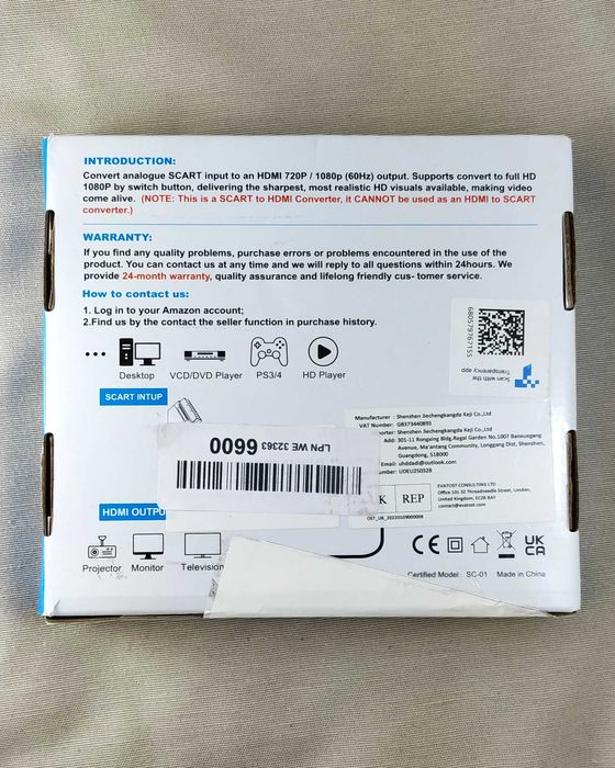 Konwerter SCART na HDMI 720P/1080P