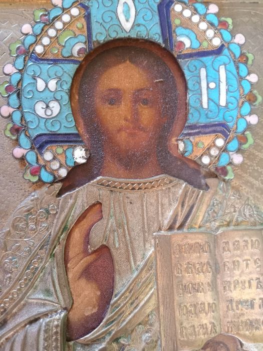 Ікона старовинна в окладі Ісус Христос