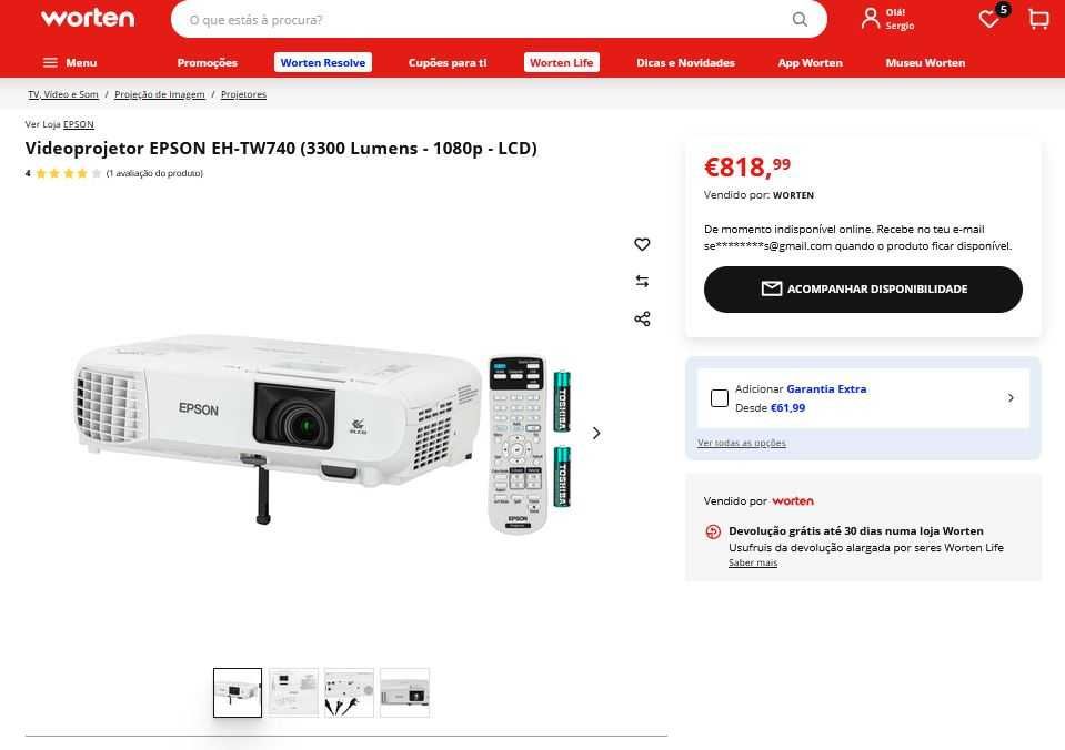 Videoprojetor EPSON EH-TW740
