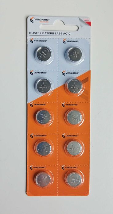 Nowe baterie alkaliczne guzikowe A10 - LR54 1,5V Vergionic  10szt.
