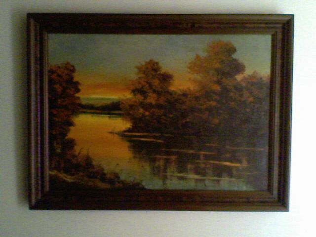 Quadro a óleo Rio Pôr-do-Sol (F. Viana)